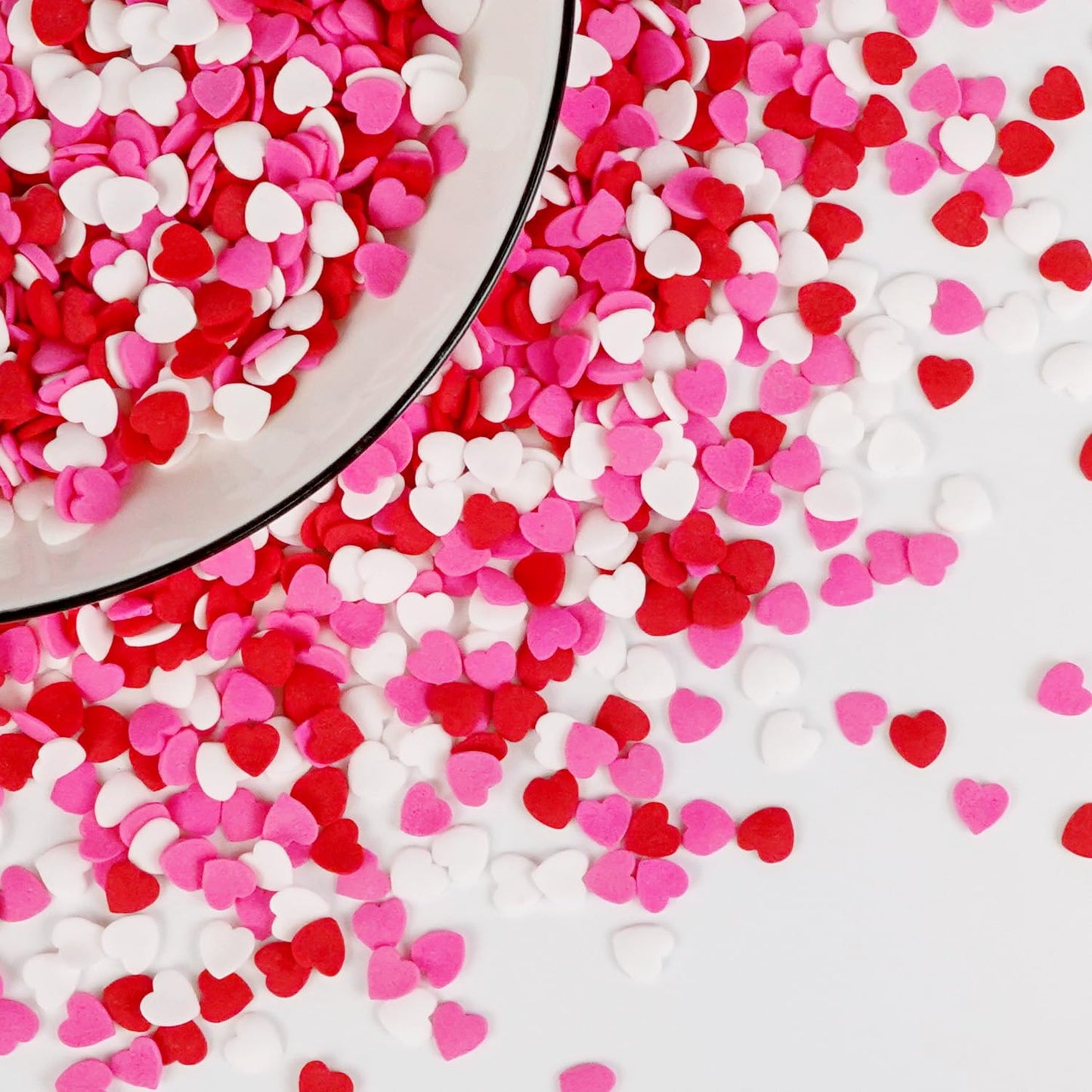 Heart Sprinkles For Cake Decorating, Red Pink and White Edible Mix Baking Candy, 150g/5.29oz, Ice cream, Cupcake Topper, Cookie, Mother's Day, Birthday, Valentine's Day, Wedding Party Supplies