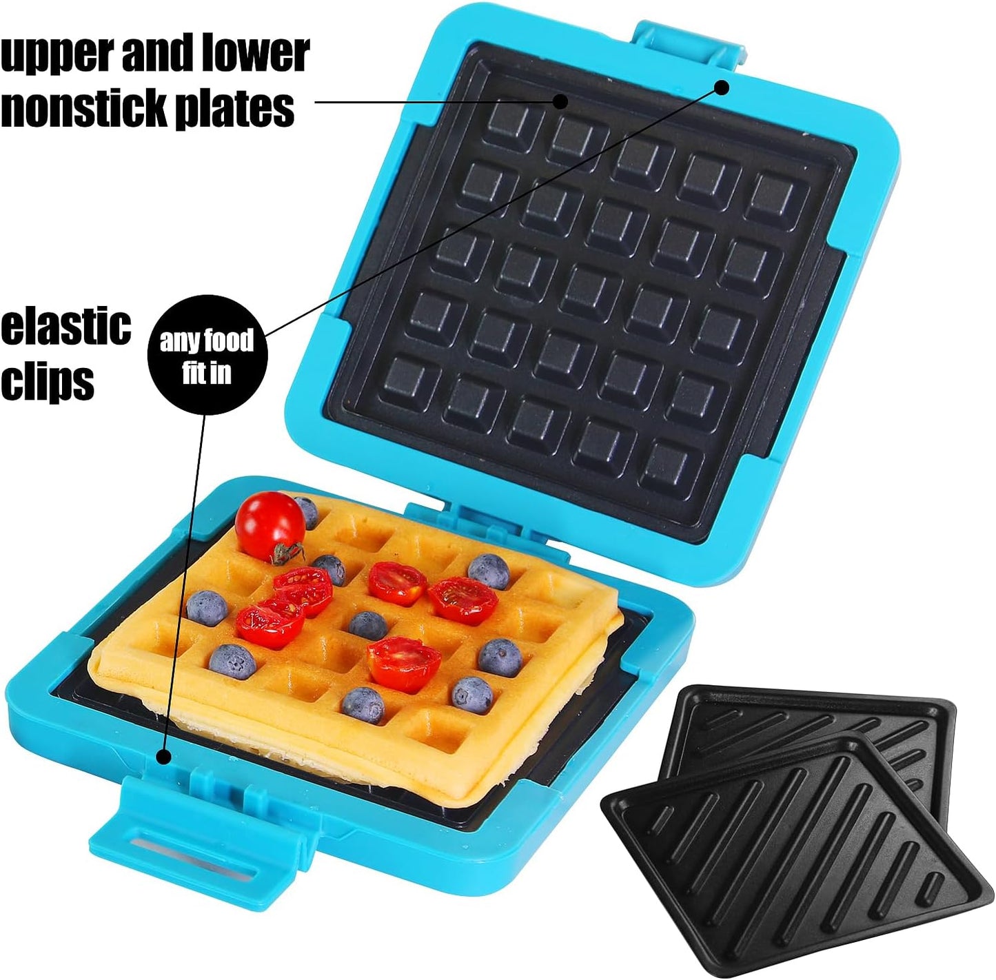 Toaster,Microwave Toaster, Sandwich Maker, Waffle Maker, Panini Maker, Dishwasher Safe,NO Electricity,Wireless,Time Saving,Fast (Blue, Microwave Sandwich and Waffle Maker)