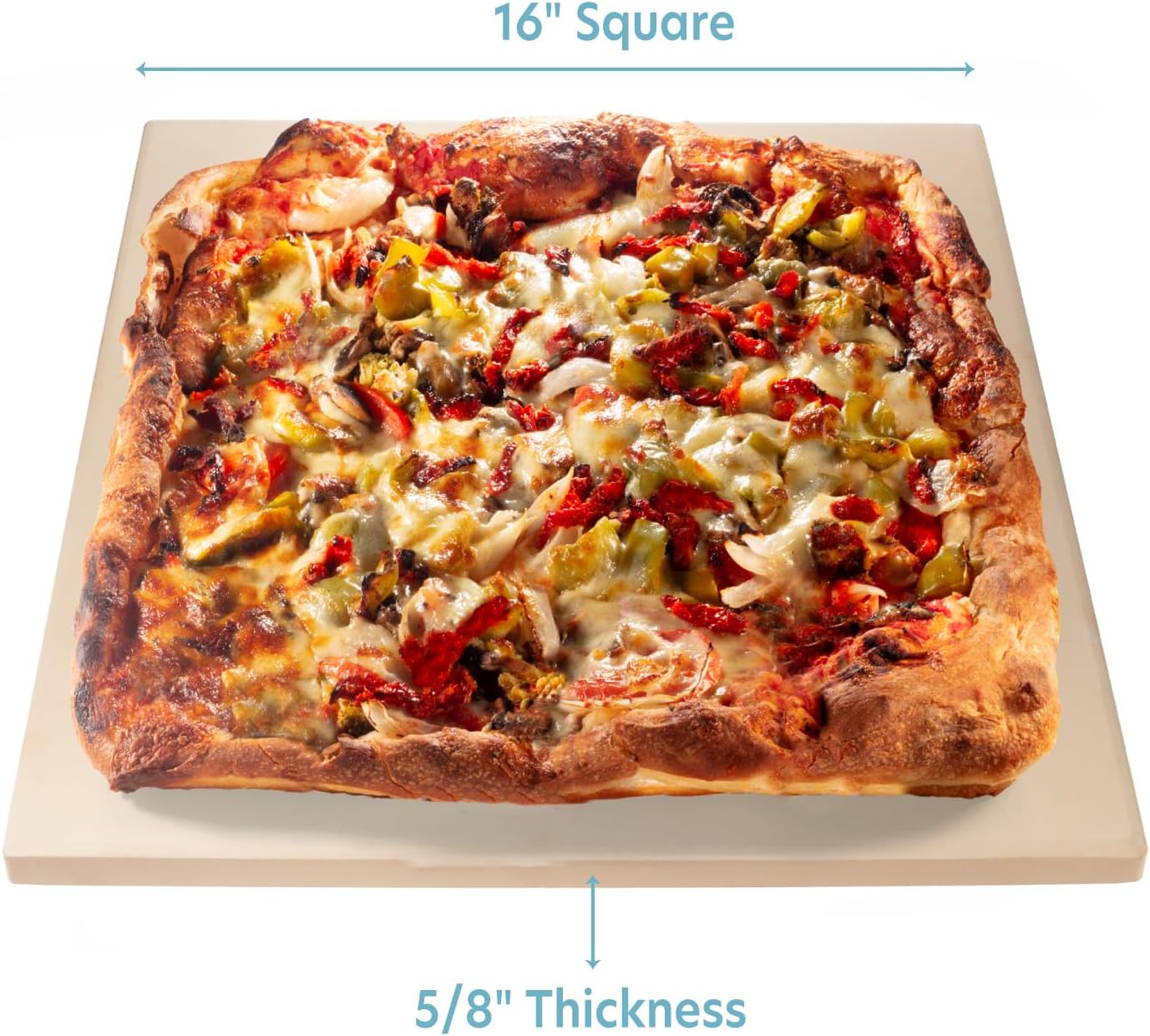 CucinaPro Pizza Stone for Oven, Grill, BBQ- Extra Thick 5/8" Cordierite Rectangular Baking Stone for Better Cooking- 16" x 14" Pan- Holds High Temp For Crispy Crust- Kitchen Essential Must Have Gift