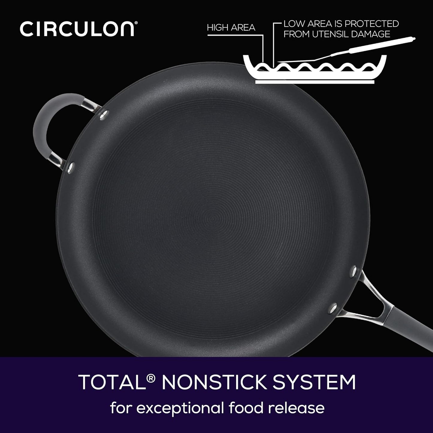 Circulon - 83906 Circulon Radiance Hard Anodized Nonstick Frying Pan / Fry Pan / Hard Anodized Skillet with Helper Handle - 14 Inch, Gray