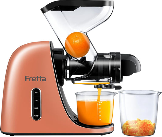 Cold Press Juicer,Juicer Machines Vegetable and Fruit with 3'' Feeding Chute, Masticating Slow Juicer, Juice Extractor, Easy to Clean,2 Speed, BPA-Free, 200W (Orange)