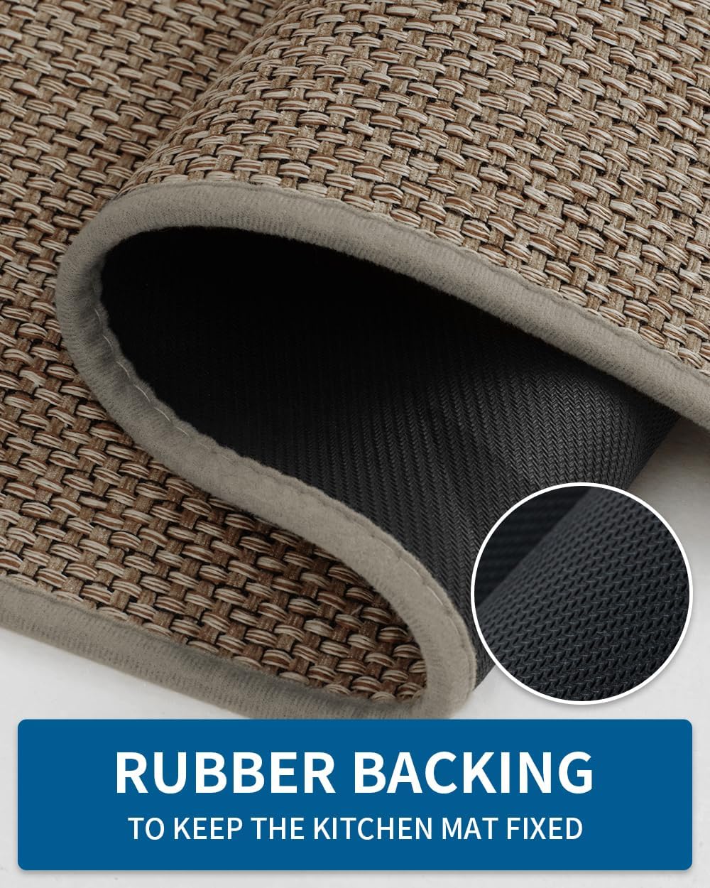 Kitchen Rugs and Mats Non Skid Washable, Absorbent Runner Rugs for Kitchen, Front of Sink, Kitchen Mats for Floor (Brown, 20"x32")