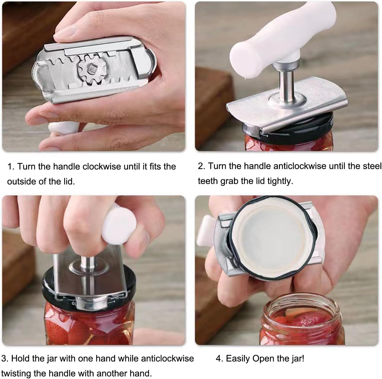 Jar Opener for Weak Hands, Adjustable Effortless Arthritis Twist Lid Can Bottle Opener Kitchen Accessories for Seniors, Stainless Steel