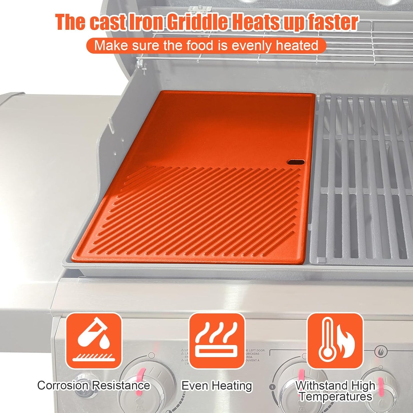 for Weber Genesis II Grill Parts - Genesis 2 Griddle for Genesis II 300 & LX 300 Series, GS4 Genesis II E-310, II S-310, II E/S-315, II E/S-325, II E/S-335 Grills, Replace for 7599 Cast Iron Griddle