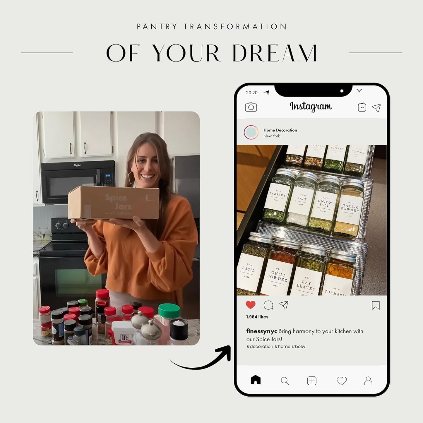 Glass Spice Jars with Labels with Metal Lids and Shakers Farmhouse 36 Pack Set, 4oz Small Clear Empty Spice Bottles Seasoning Containers with Label Organizer Square Herb Seasoning Jars for Kitchen