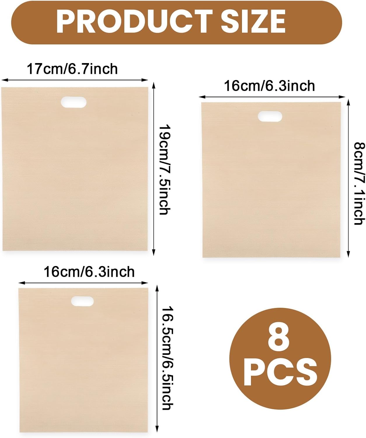 simarro 8-Pack Toast Bags, Reusable Toast Bags, 3 Sizes Heat Resistant Non-Stick Sandwich Toasted Cheese Toasting Bag, Washable Toast Bag for Toasted Sandwiches, Chicken Panini and Toast