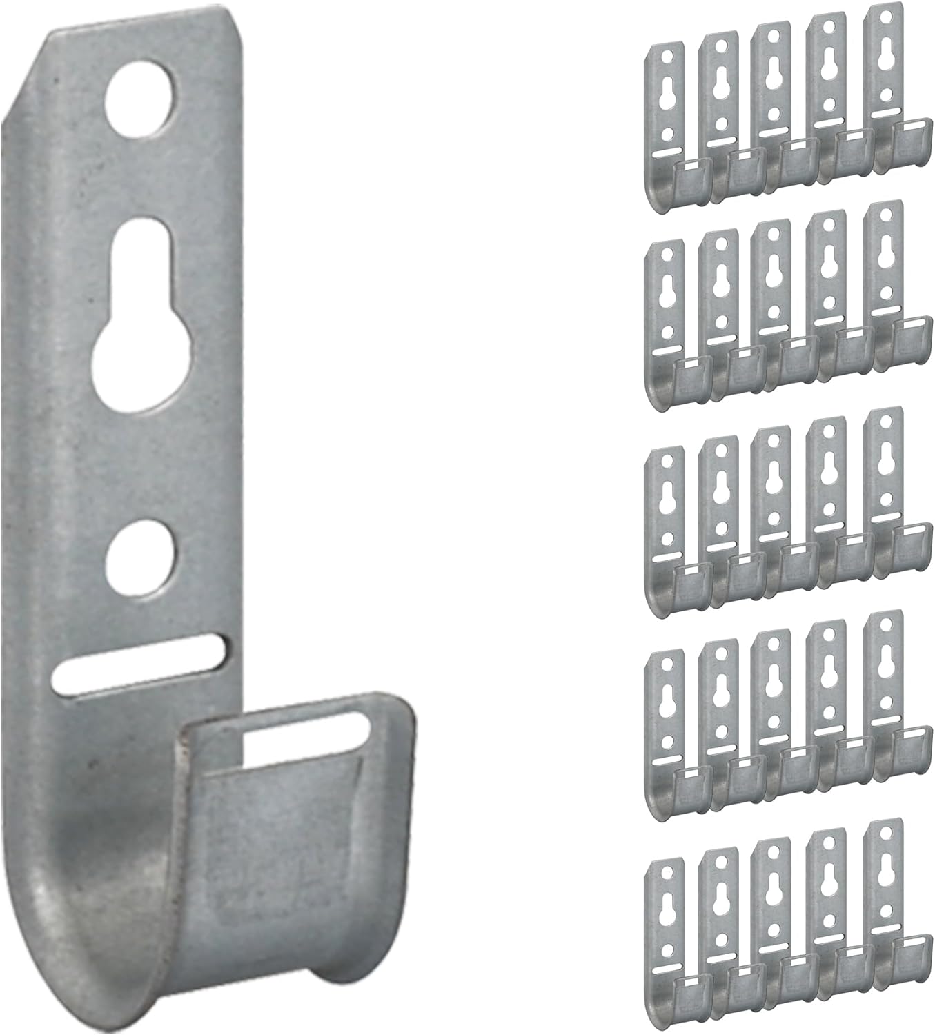 ICC 3/4-Inch Wall Mount J-Hook – 25-Pack, Cable Support Hooks Without Retainer Clips, Galvanized Steel with Zinc Finish – for Structured Cabling and Cable Management