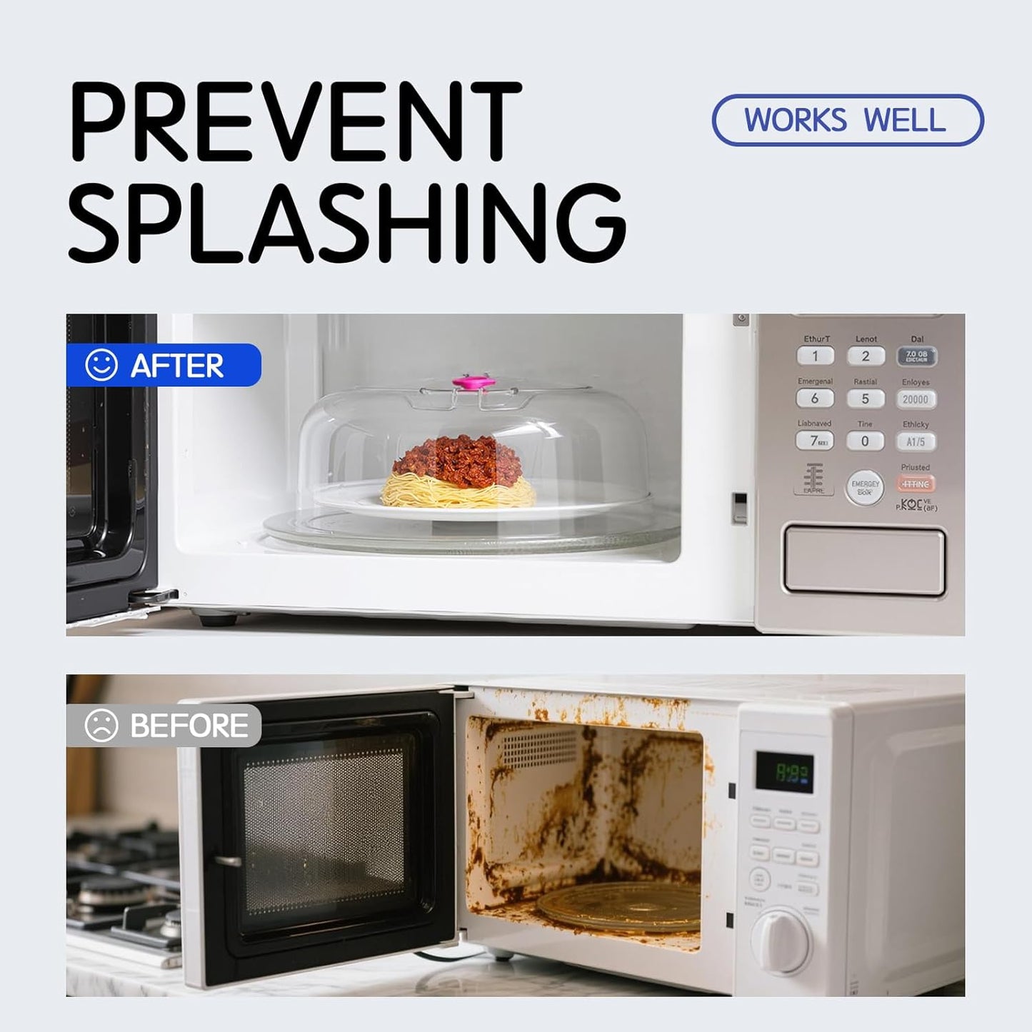 Microwave Splatter Cover 12 Inch Large Plate Cover for Microwave Oven 2 in 1 Food Grade Plastic with Silicone Air Vent Tall Lid BPA Free 3 Pack Clear