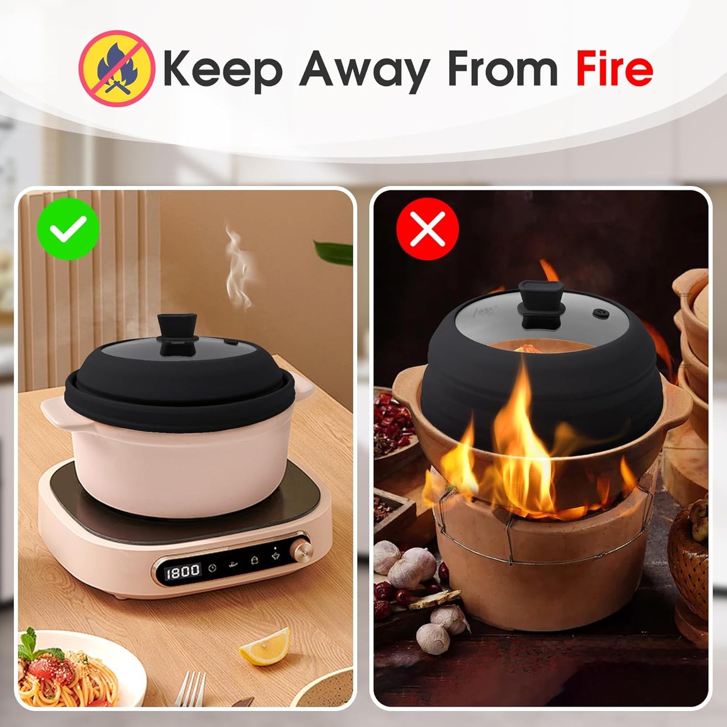 Microwave Splatter Cover for Food Collapsible Glass Microwave Cover Silicone Splatter Guard Dishwasher Safe Splatter Lid for Plates, Bowls, Pots & Stovetop Cooking 11.8" Black