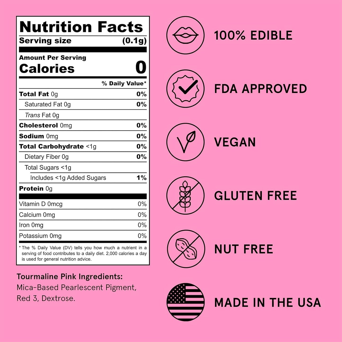 Fancy Sprinkles Tourmaline Pink Premium Edible Glitter, 100% Edible Glitter for Sparkling Food & Drinks No Taste or Texture (4gm)