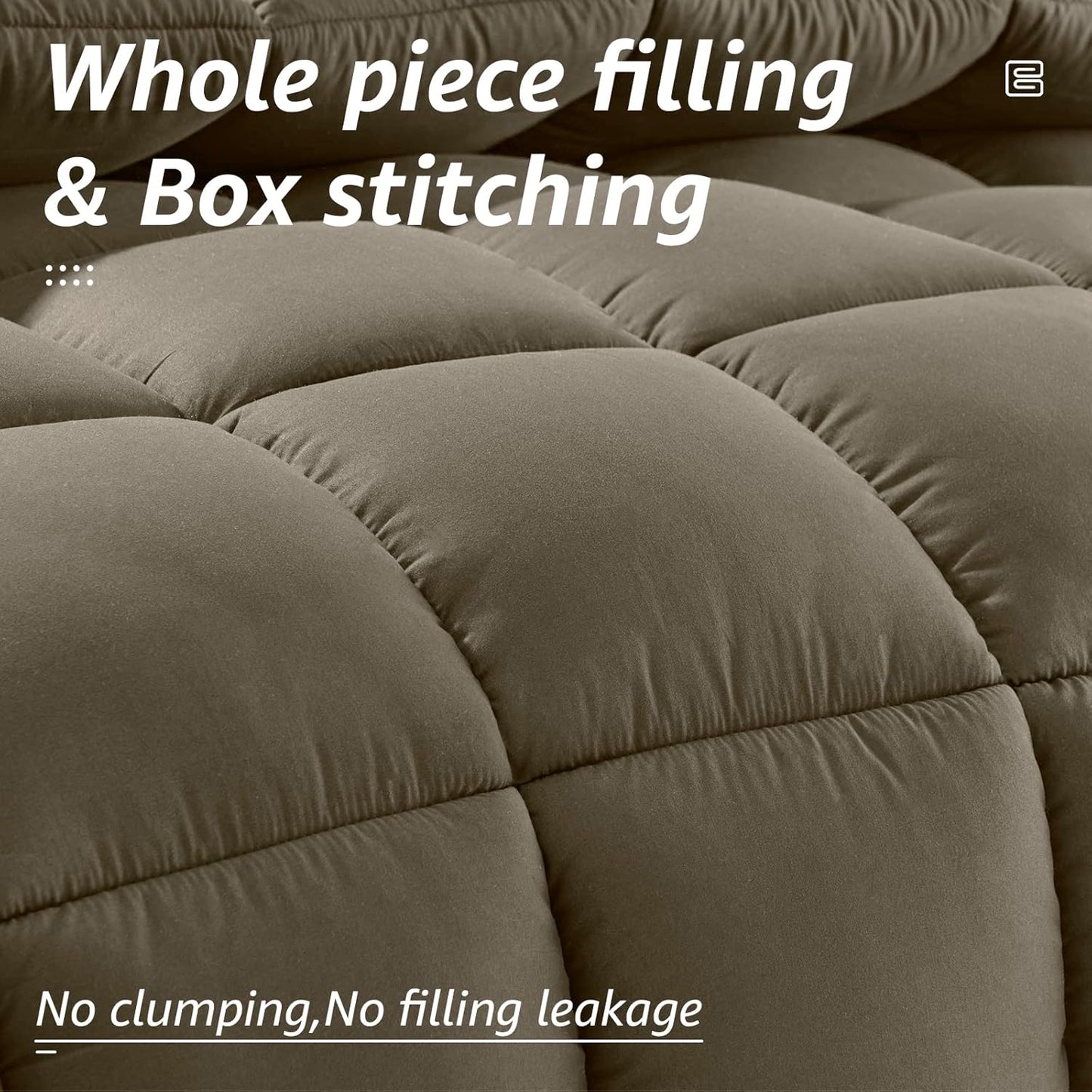 HYLEORY All Season Twin Size Bed Comforter - Cooling Down Alternative Quilted Duvet Insert with Corner Tabs - Winter Warm - Machine Washable - Taupe