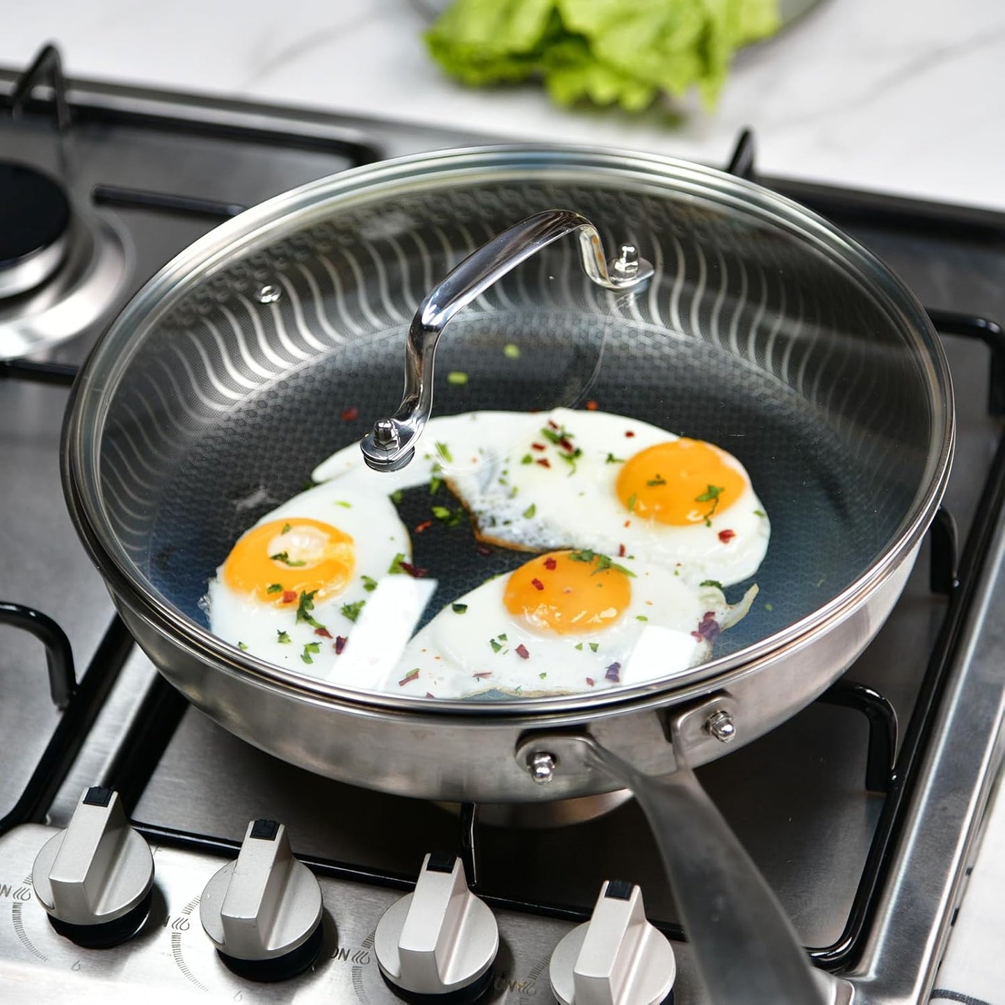 11 IN Glass Lid with Stainless Steel Handle for Frying Pan, Tempered Replacement Cover Compatible for All Cookware for Skillets, Round Cast Iron Aluminium, Stainless Steel Pans & Pots 276mm-292mm