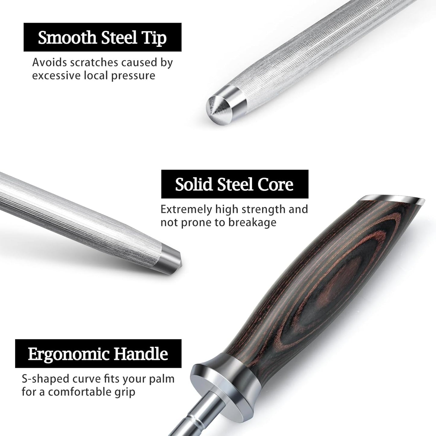 HOSHANHO Honing Rod,10 Inch Professional Kitchen Knife Sharpener Rod, Japanese High Carbon Knife Sharpening Steel with Ergonomic Pakkawood Handle, Ideal for All Chef Knives