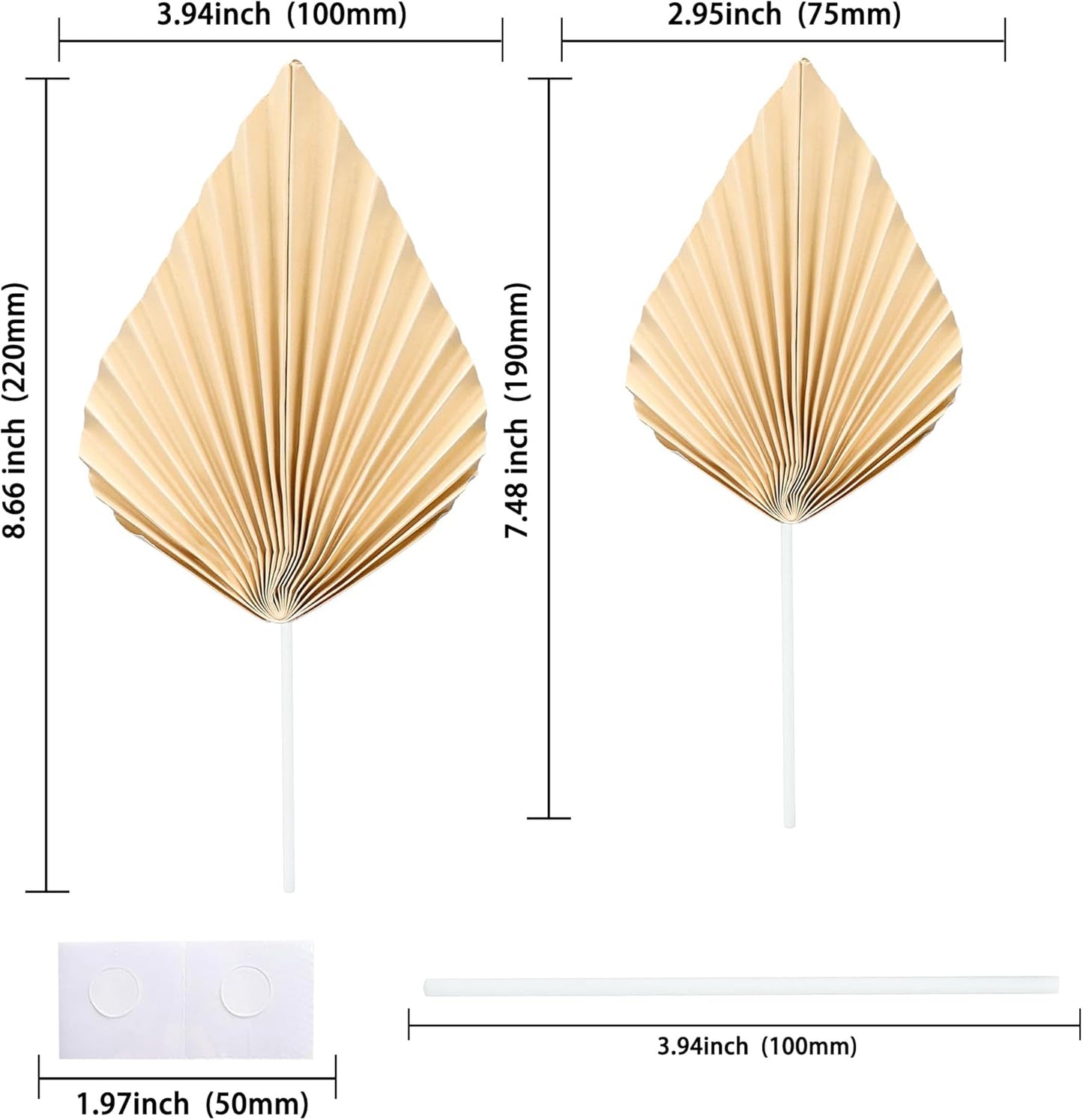 Gyufise 6Pcs Paper Palm Fan Cake Toppers Palm Leaf Fan Cake Topper Palm Spear Leaf Cupcake Toppers Cake Insert Decoration For Cake Decorating Diy Craft Project Home Wedding Party Supplies Beige