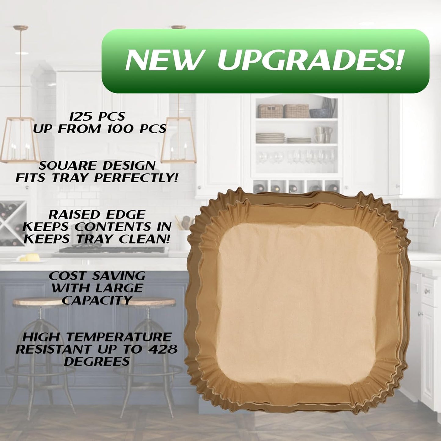 Air Fryer Liners Disposable – 125 pk 8" Unbleached Non-Stick Parchment Paper, Fits 5-8 QT Basket, Air Fryer Liners | Airfryer Liners