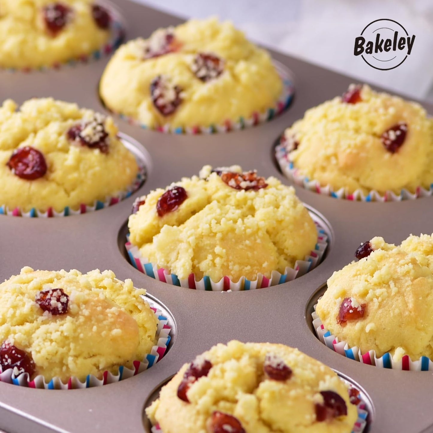 Muffin Cake Pan, 12-Cavity Non-Stick Cupcake Pan Bakeware for Oven Baking (Champagne Gold)