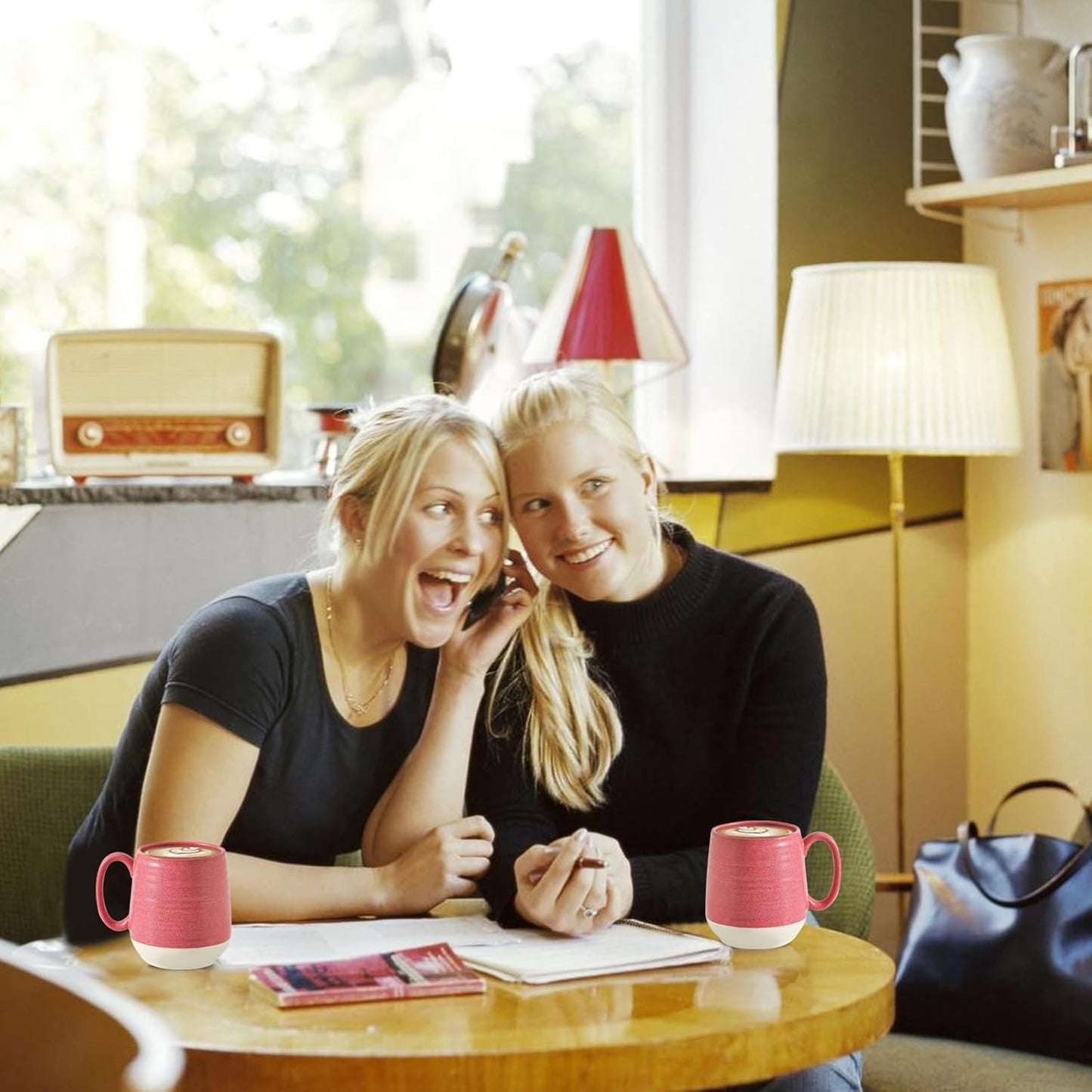 Hasense Coffee Mug, 20 oz Ceramic Coffee Cup for Hot and Cold Drink, Large Latte Mug with Comfortable Handle for Tea Coffee Cocoa, Mother's Day Gifts, 1 PCS(Pink Red)