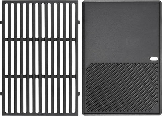 Grill Griddle and Grates for Weber Spirit 300, E-310, GS4 Spirit II 300 Series Grills, Genesis Silver/Gold B & C, Genesis 1000-3500, Reversible Cast Iron 7598 Griddle Plate, 7638 Grill Grate