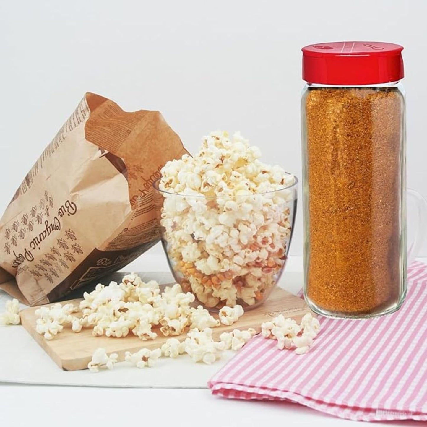 JARMING COLLECTIONS Glass Spice Jars with Shaker Lids - Spice Jars 16 oz for Food Storage, Spice Containers for Kitchen Organization, Organizing Bottles for Spices (Red - Set of 3)