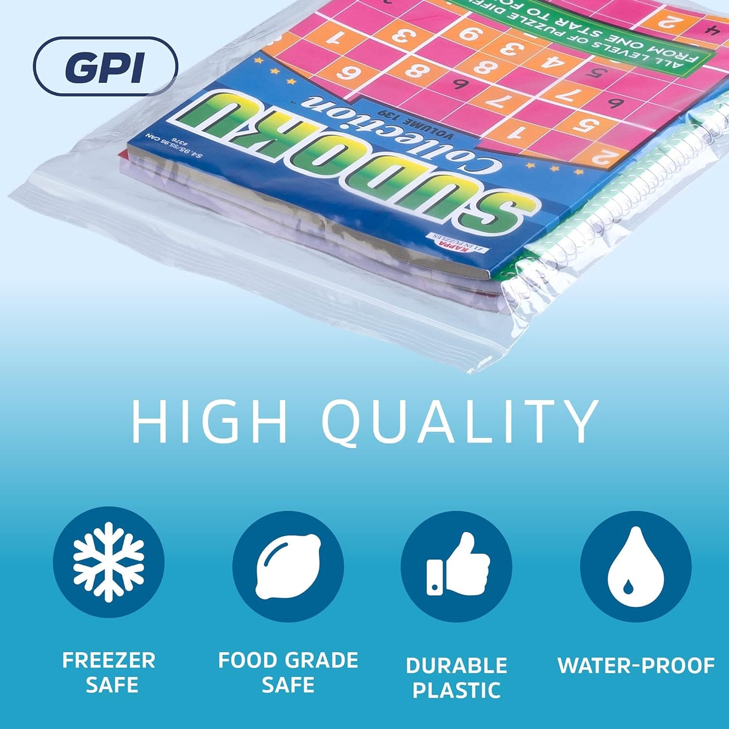 GPI Pack of 200, 10" X 12" 1 Gallon, Clear Plastic Reclosable Zip Bags - Bulk 2 Mil Thick Strong & Durable Poly Baggies with Resealable Zip Top Lock for Travel, Storage, Packaging & Shipping