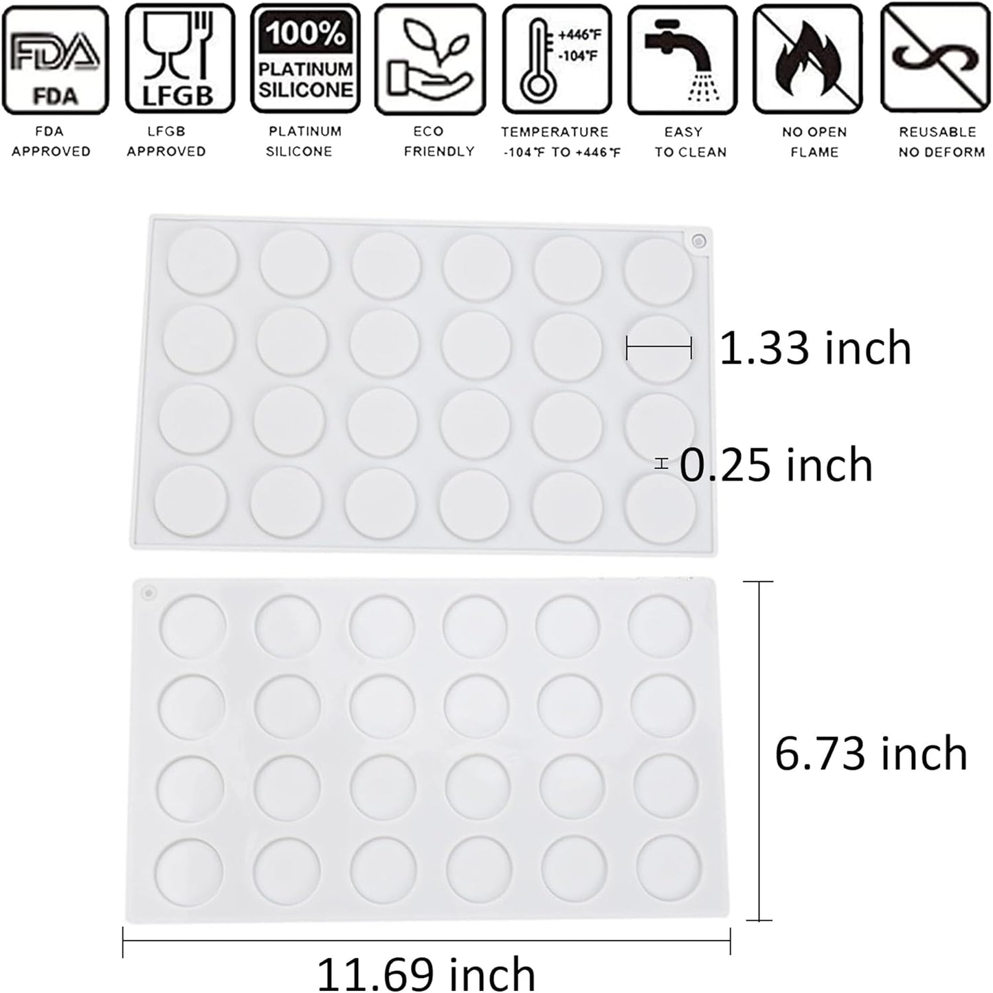 OCPO KITCHEN 3D Round Cylinder Silicone Mold for Baking Mousse Cake, Candy, Pastry, Chocolate, Cupcake, Cookie, Cake Decoration Mold, Round Shape (24-Cavity)