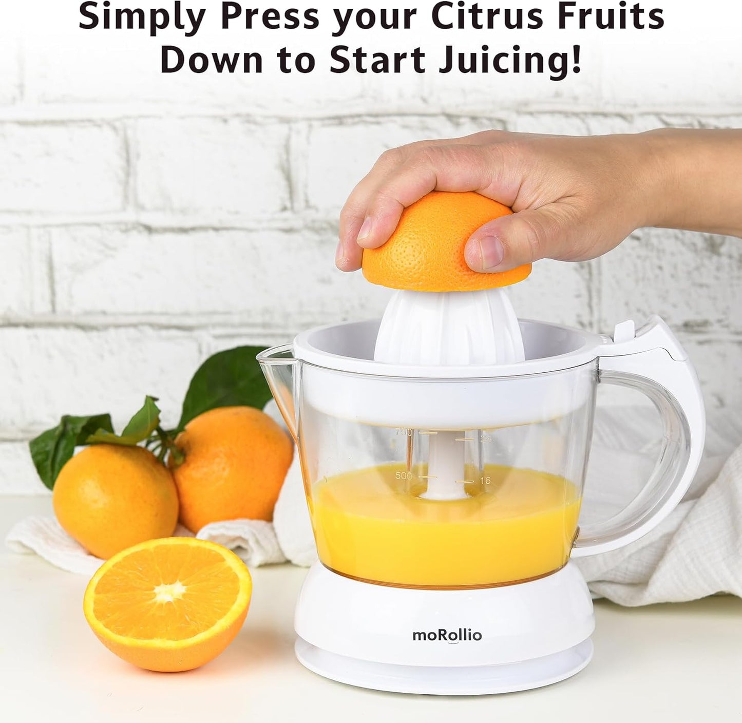 Electric Citrus Juicer, Compact Space-Saving Orange Juicer, 24oz | Adjustable Pulp Control, for Oranges, Grapefruits, Lemons and Limes