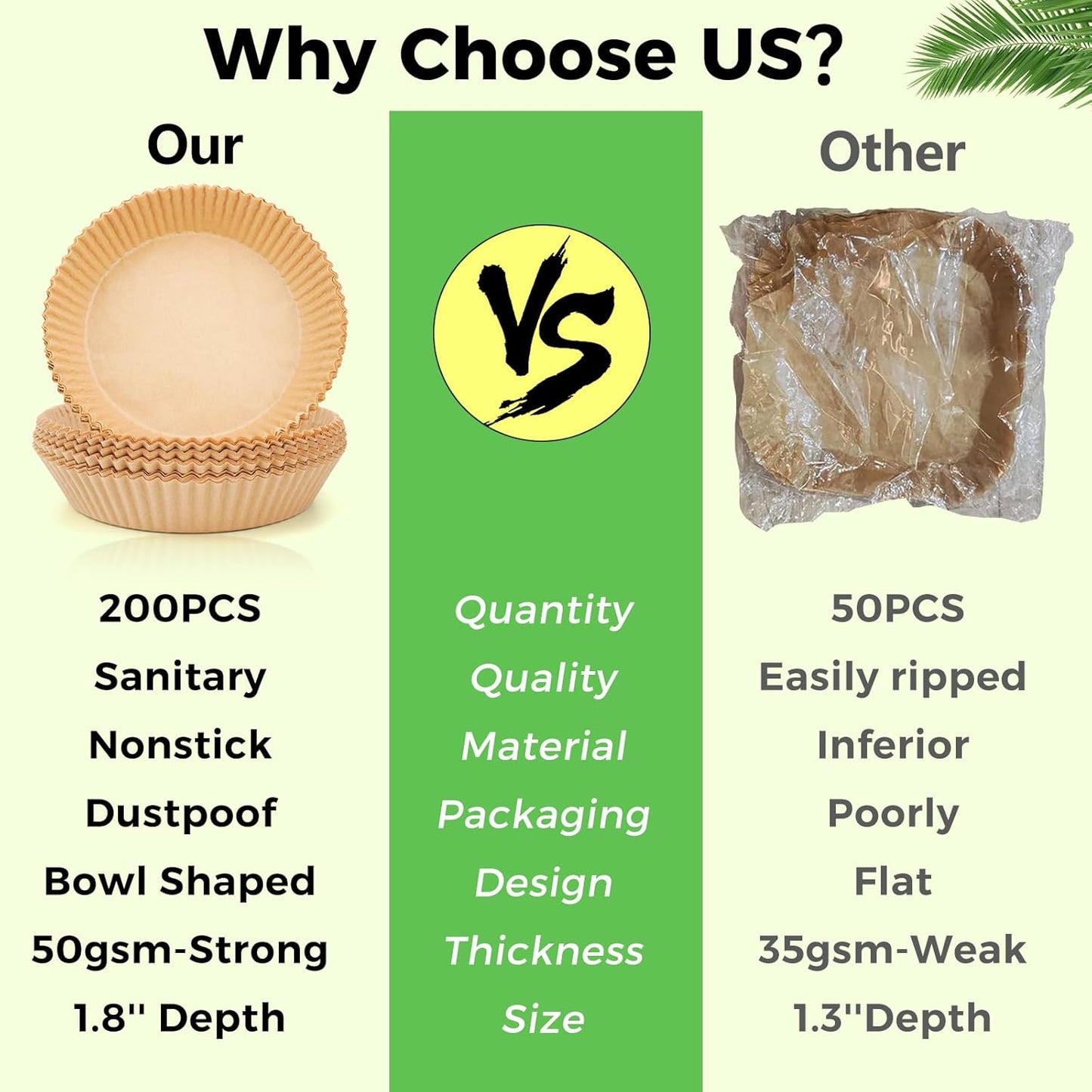 Ctizne Disposable Air Fryer Liners, 200PCS 6.5In Round Parchment Paper Liner for Baking Roasting, Non Stick Oilproof Microwave Oven Air Fryer Accessories