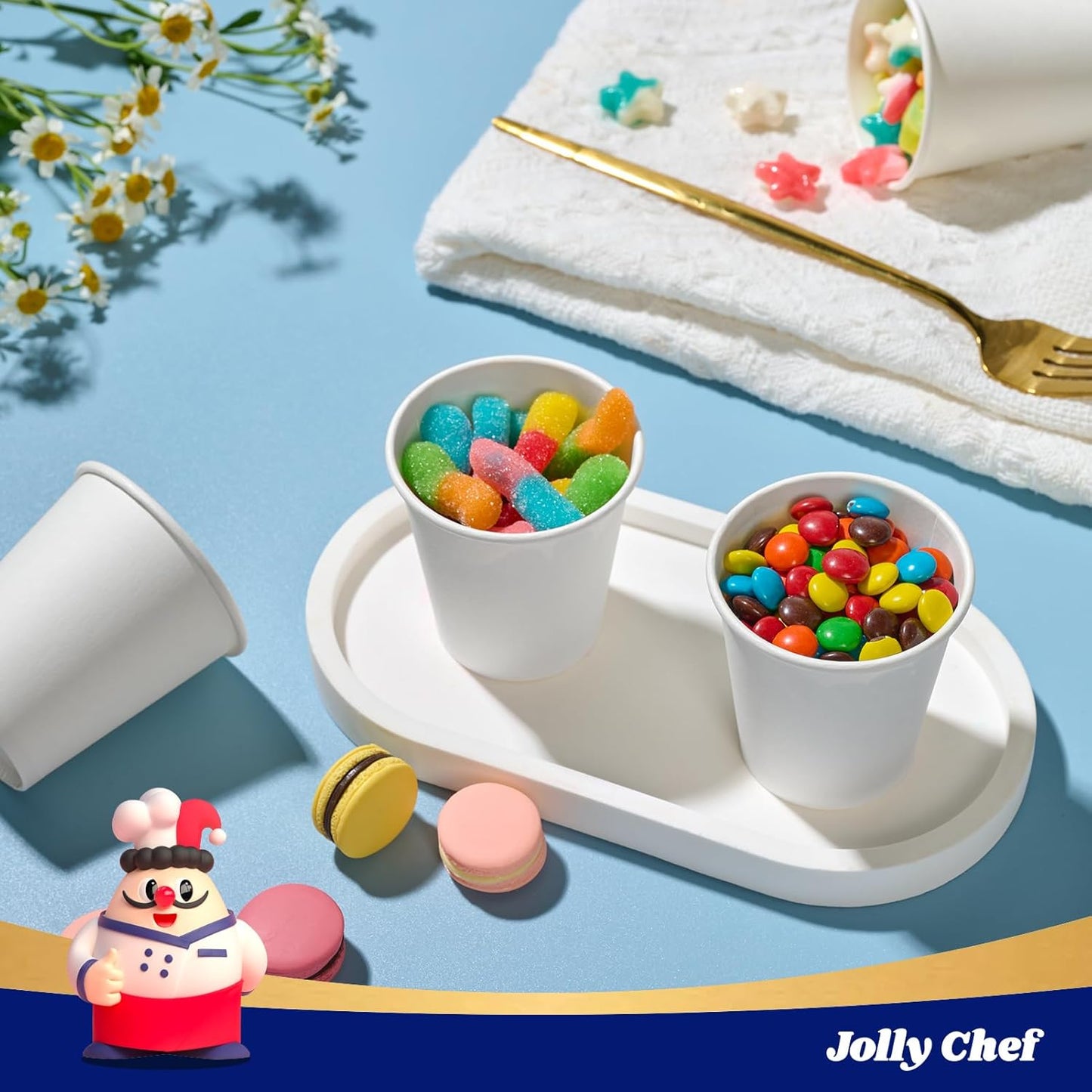 JOLLY CHEF 3oz Paper Cups 300 Packs for Bathroom, Disposable Small Mouthwash Cups, Ideal for Bathroom, Home, Party