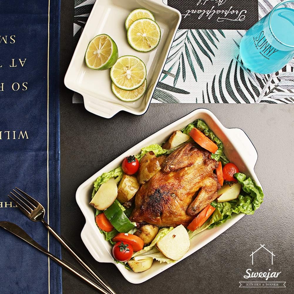 Sweejar Ceramic Bakeware Set, Rectangular Baking Dish for Oven Lasagna Pans for Cooking, Kitchen, Cake Dinner, Banquet and Daily Use, 11.8 x 7.8 x 2.75 Inches of Baking Pans (Red)