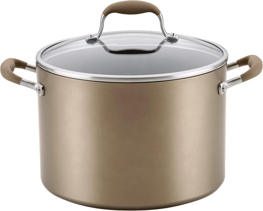 Anolon Advanced Home Hard-Anodized Nonstick Wide Stock Pot/Stockpot (10-Quart, Bronze)