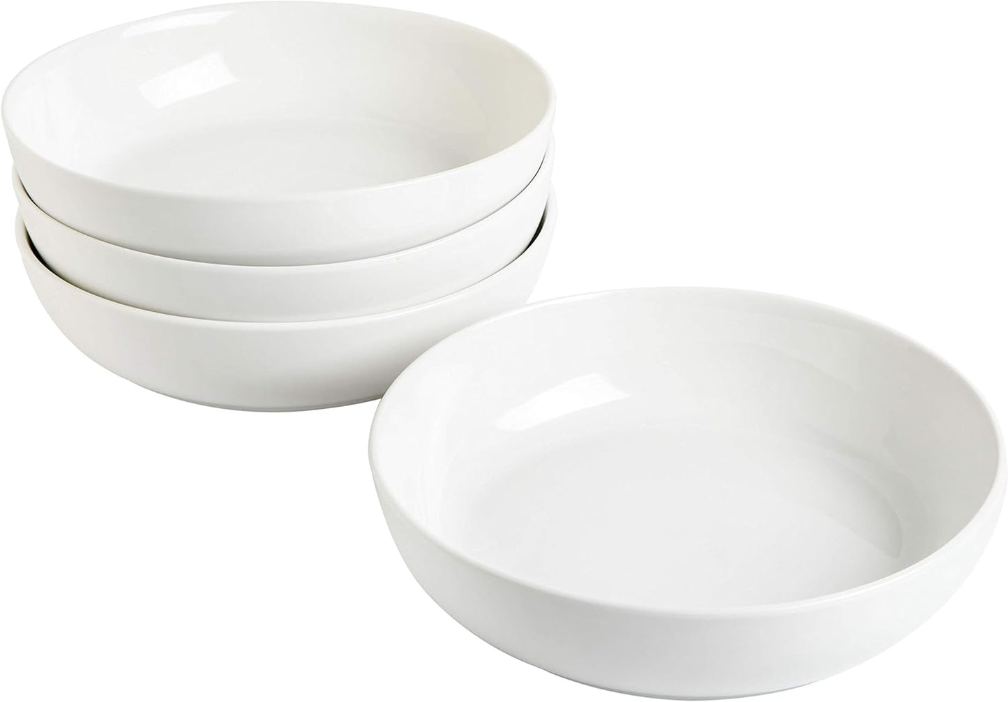 Gibson Home Zen Buffet 4-Piece 41oz Salad Bowls Porcelain Ceramic Chip and Scratch Resistant Pasta Bowl, Serving Bowls, Soup Bowls Set, Large Capacity, Dishwasher & Microwave Safe White