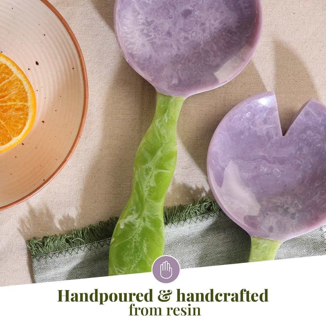 Folkulture Salad Servers or Salad Tongs | Set of 2 (12") Serving Spoons in Kitchen Essentials or Kitchen Utensils Set | Resin Salad Tongs for Serving | Salad Hands or Serving Utensils for Home