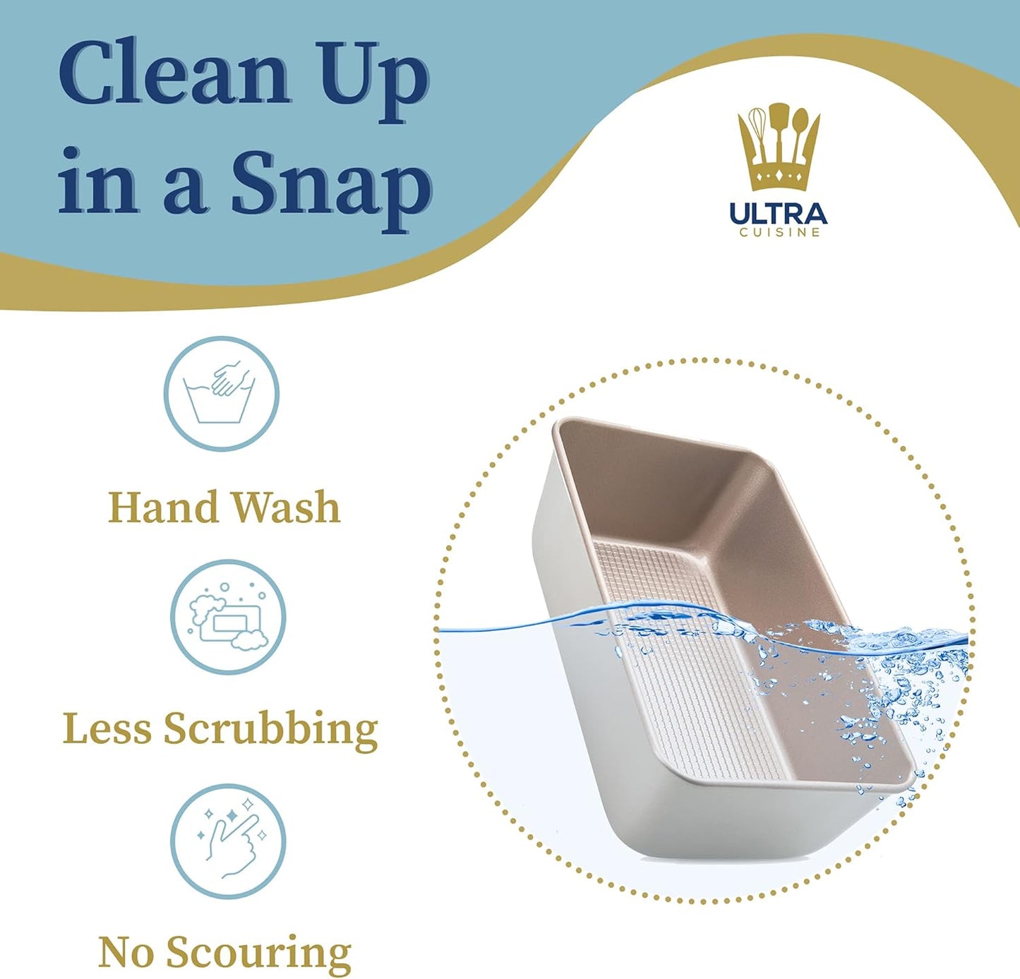 Ultra Cuisine Nonstick Bread Pan - 9.5x5 inch Loaf Pan, 1 lb - Easy Clean, Quality, Durable Bread Tin for Oven Baking Quick Bread, Meatloaf, Banana Bread, Cake - Easy Release, PFOA & PTFE Free Coating