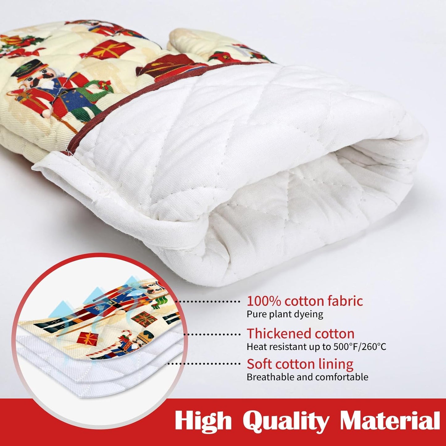 Christmas Nutcracker Kitchen Towels and Oven Mitts Set 4Pcs, Soft Absorbent Dish Cloth Heat Resistant Oven Gloves for Cooking Baking Kitchen Decoration, Gifts for Her