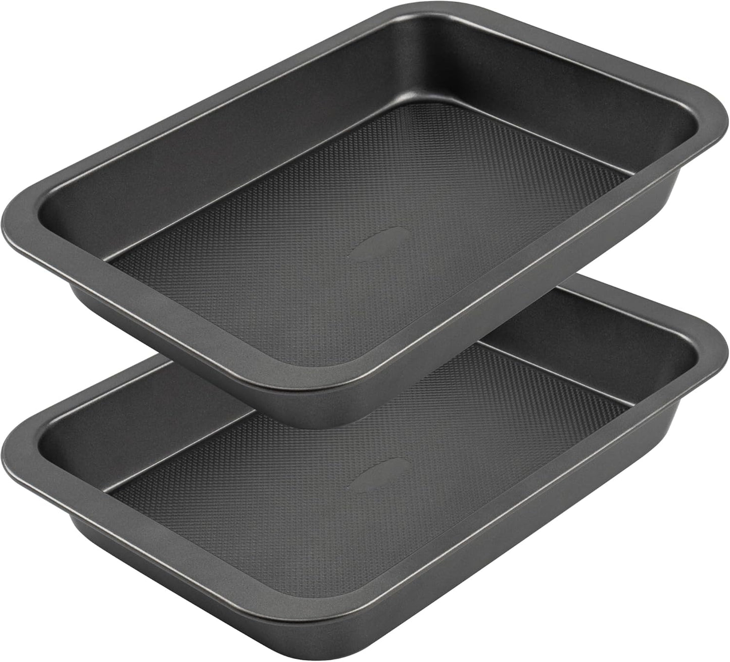 Cake Pan, Nonstick Baking Pan for Cake, Bread, Brownie or Lasagna, Heavy Duty Baking Dish with Diamond Texture Pattern and Wide Grips, Set of 2