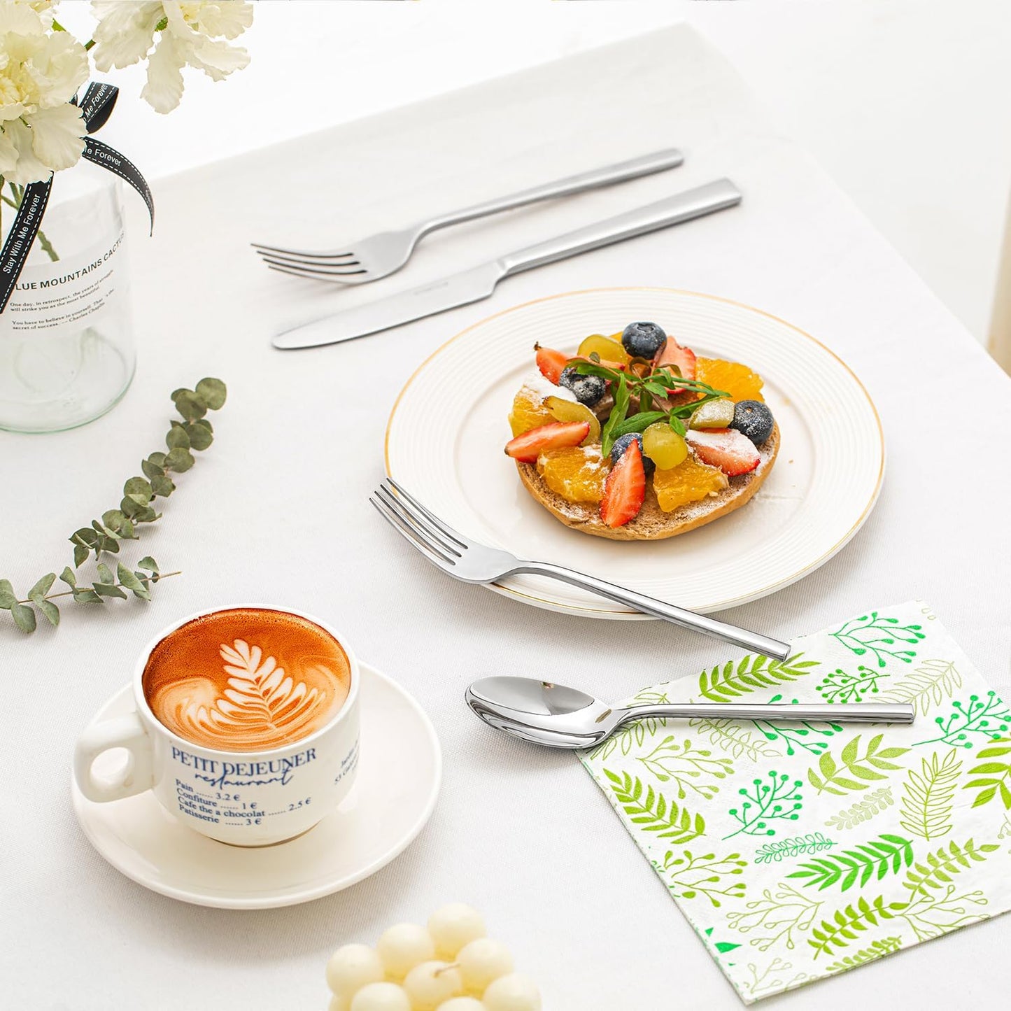 KINGSTONE Silverware Set, 20-Piece Forged Flatware Set Cutlery Set Premium Stainless Steel, Service for 4, for Kitchen, Home, Wedding, Party, Mirror Polished and Dishwasher Safe