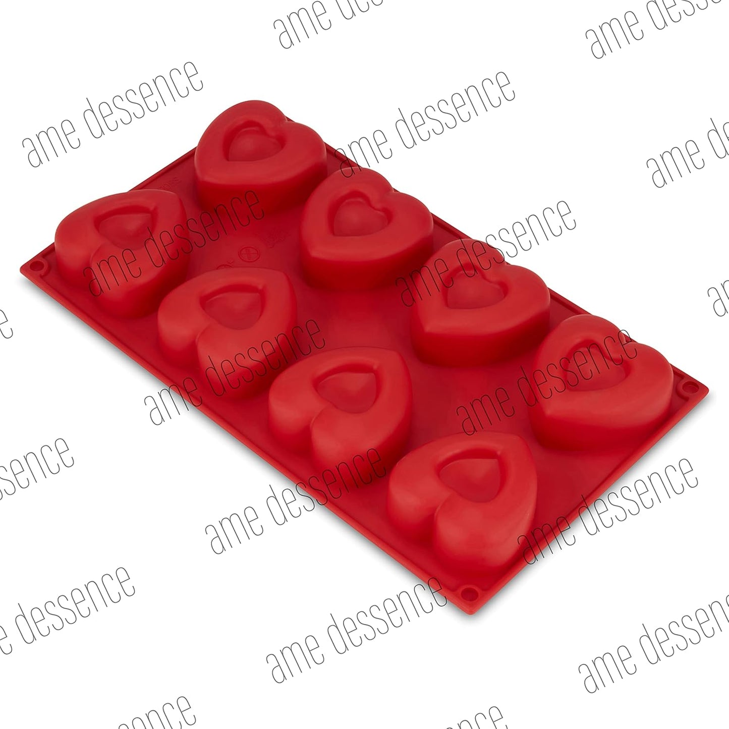 AME D'ESSENCE Rounded Heart Shaped Silicone Baking Mold - Non-Stick, Flexible, 8-Cup Capacity (2.4 oz), Reusable and Food-Grade - Perfect for Heart-Shaped Cakes, Brownies, and More!