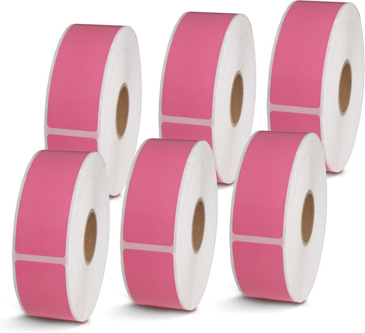 BETCKEY - 1" x 3" Barcode & Address Labels Compatible with Zebra & Rollo Label Printer,Premium Adhesive & Perforated[Pink, 6 Rolls, 3120 Labels]
