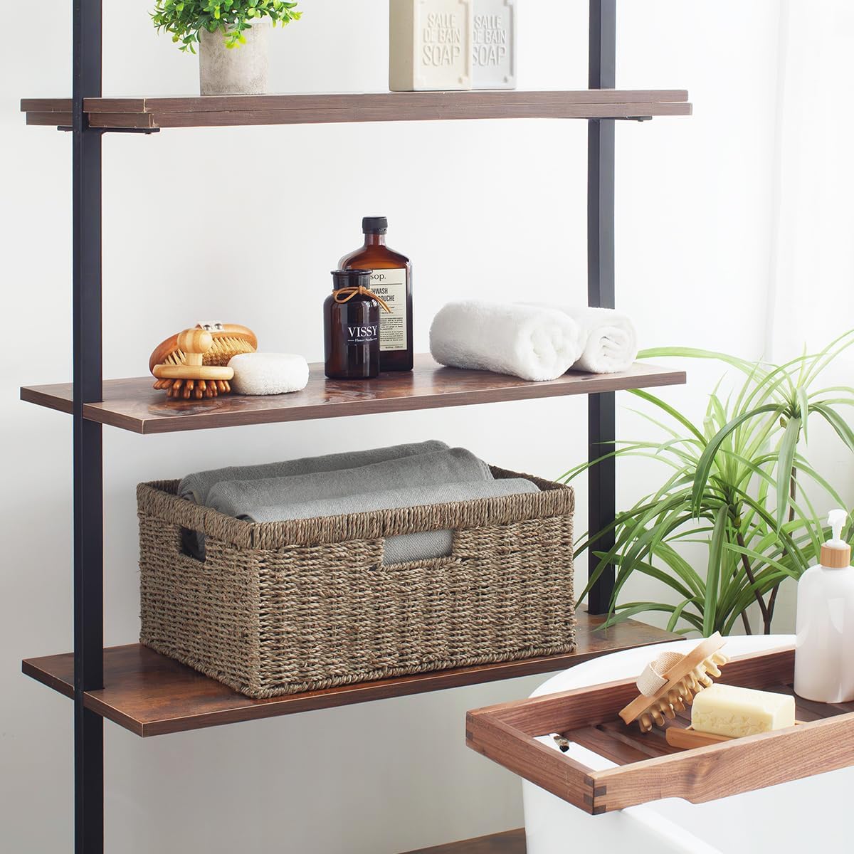 StorageWorks Extra Large Wicker Baskets for Organizing, Seagrass Storage Basket with Built-in Handles, 1 Pack