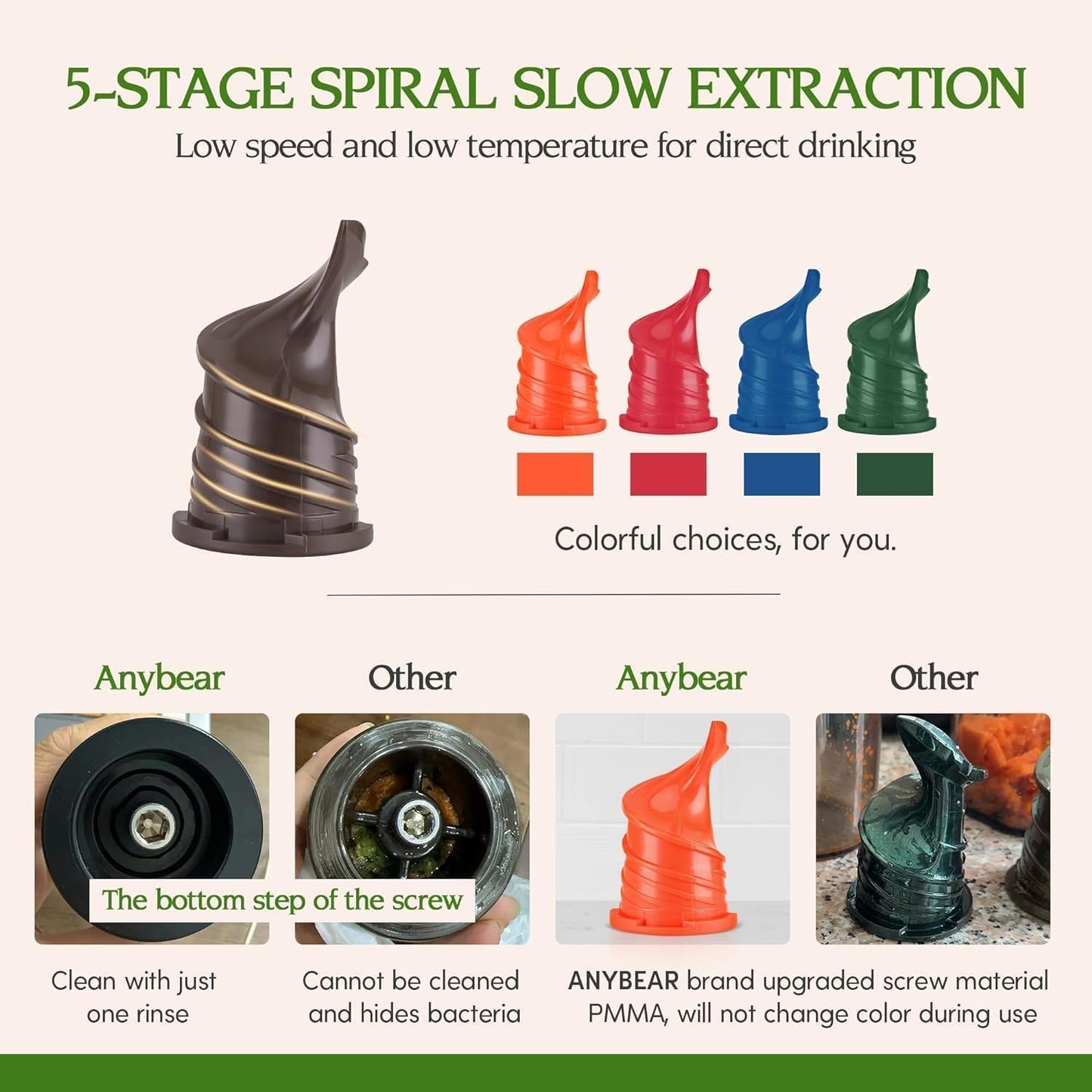 Cold Press Juicer, 200W Slow Masticating Juicer 4.3" Large Feed Chute Fit Whole Fruits Vegetables | Heavy Duty Auger | Tritan Materials | BPA Free | Easy to Clean (Gray)