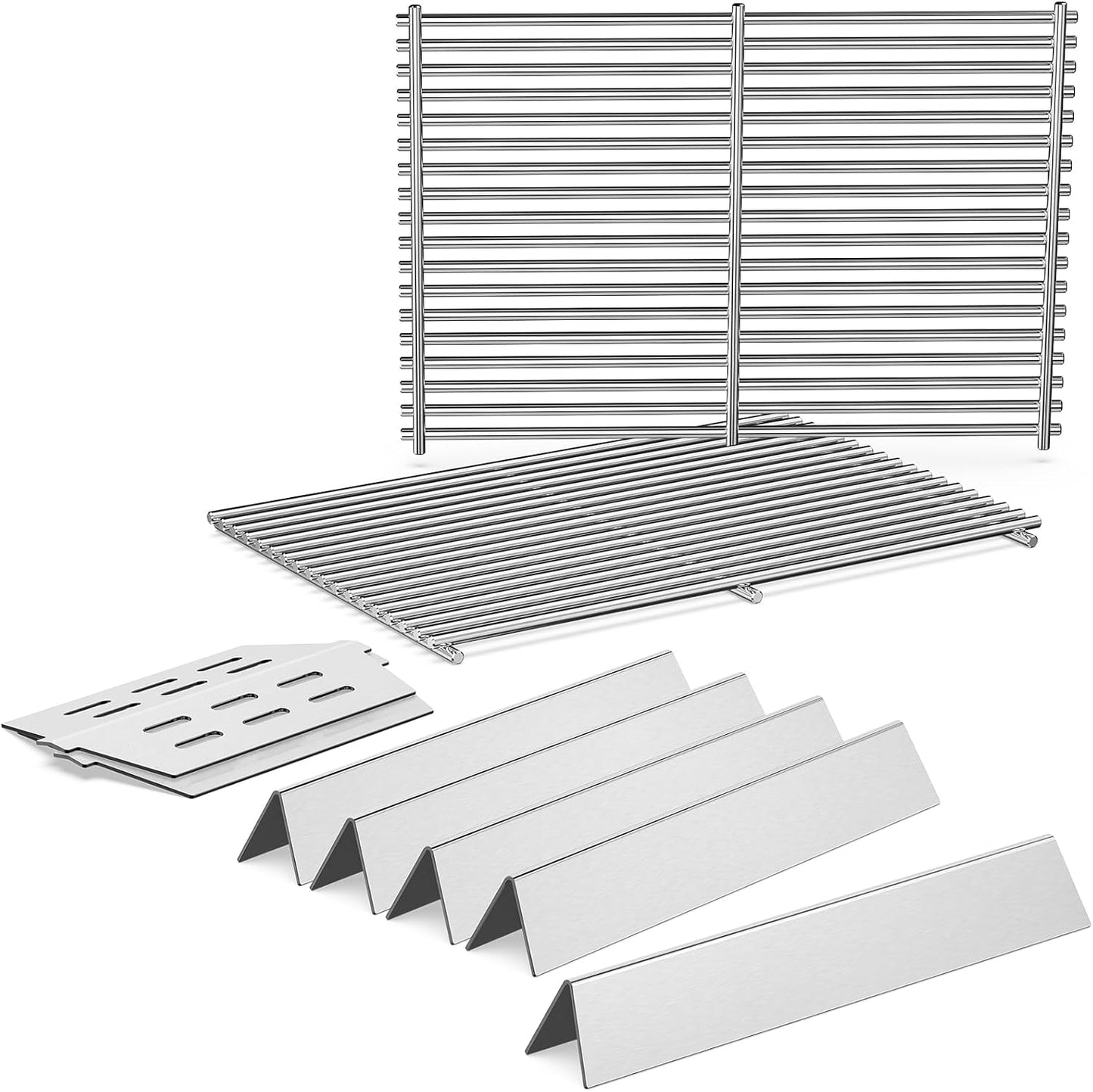 Grill Parts for Weber Genesis 300 Series, 19.5”Grill Grates & Flavorizer Bars, Heat Deflector for Weber E/S310, 320, 330 with Front Control Knobs, Replacement for Weber 7528, 7524, 7620, 7622, 65505