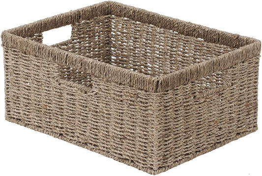 StorageWorks Extra Large Wicker Baskets for Organizing, Seagrass Storage Basket with Built-in Handles, 1 Pack