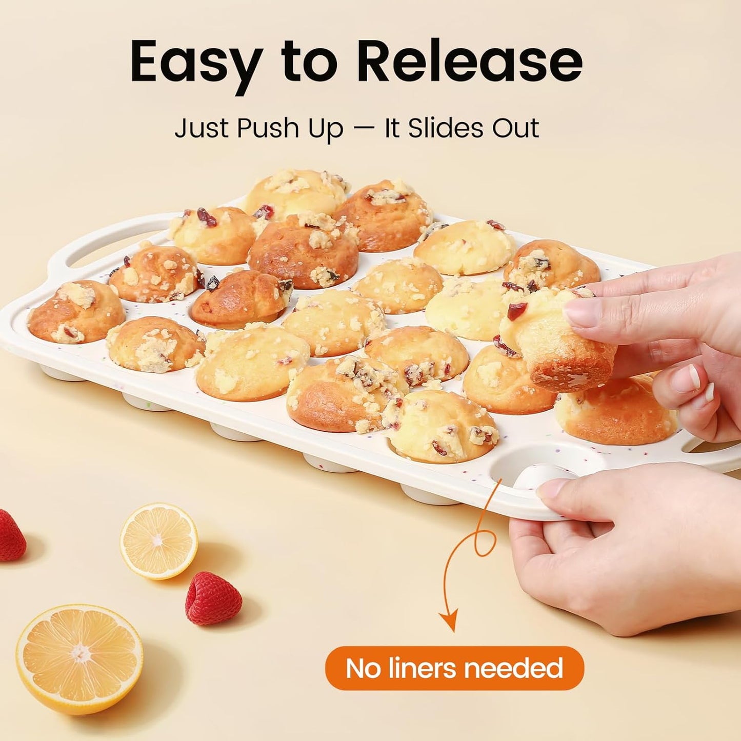 Silicone Muffin Pan with Metal Reinforced Frame - 12 Cups Muffin Pan With 24 Cups for Homemade Muffins, Cupcakes, Oven and Dishwasher Safe - Set of 2, Rainbow Dots