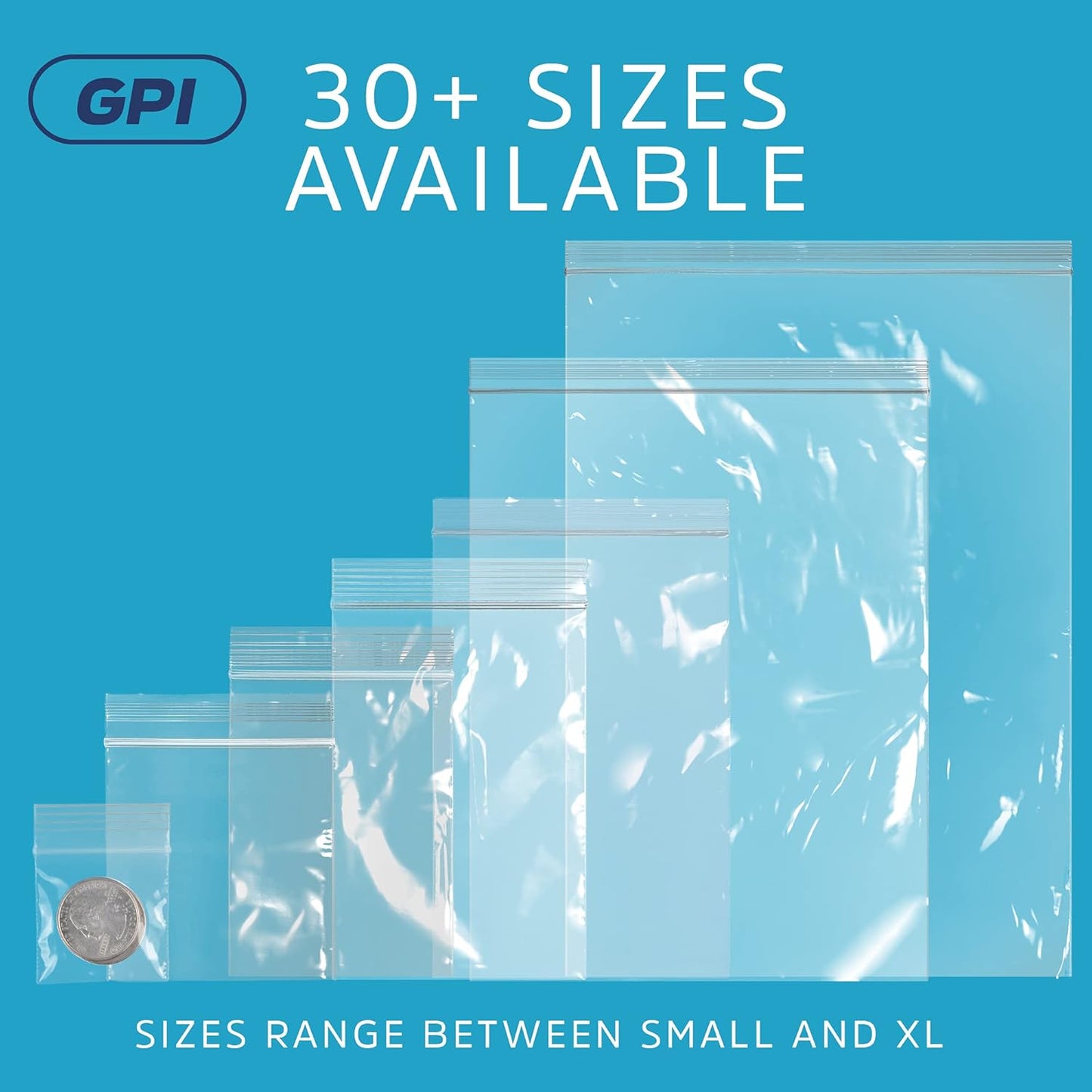 GPI - 9" X 12" - Bulk Pack of 200, 4 Mil Thick, Heavy Duty, Clear Plastic Reclosable Freezer Zip Bags, Strong & Durable Poly Baggies with Resealable Zipper Top Lock.