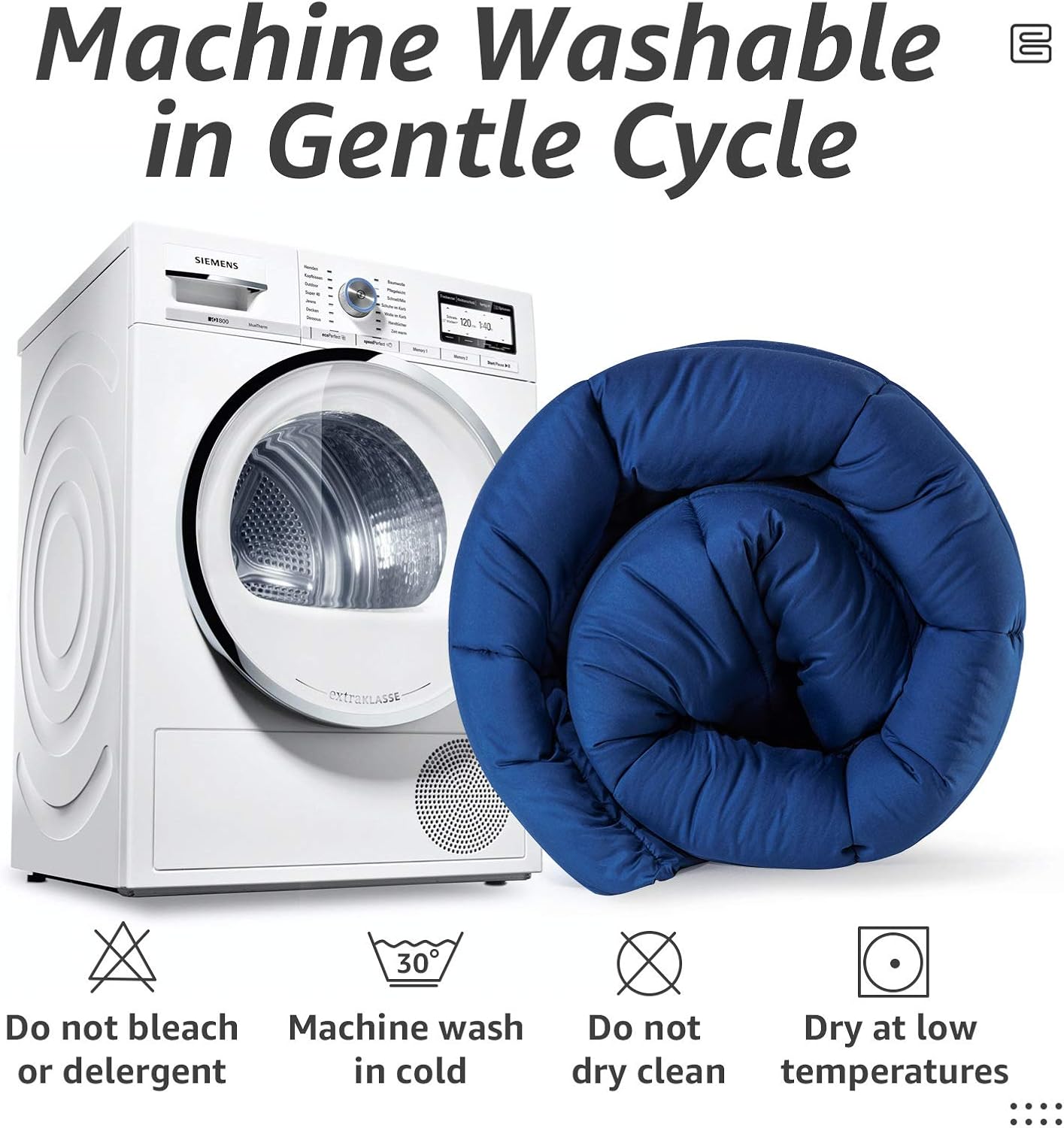 HYLEORY All Season Queen Size Bed Comforter - Cooling Down Alternative Quilted Duvet Insert with Corner Tabs - Winter Warm - Machine Washable - Navy Blue