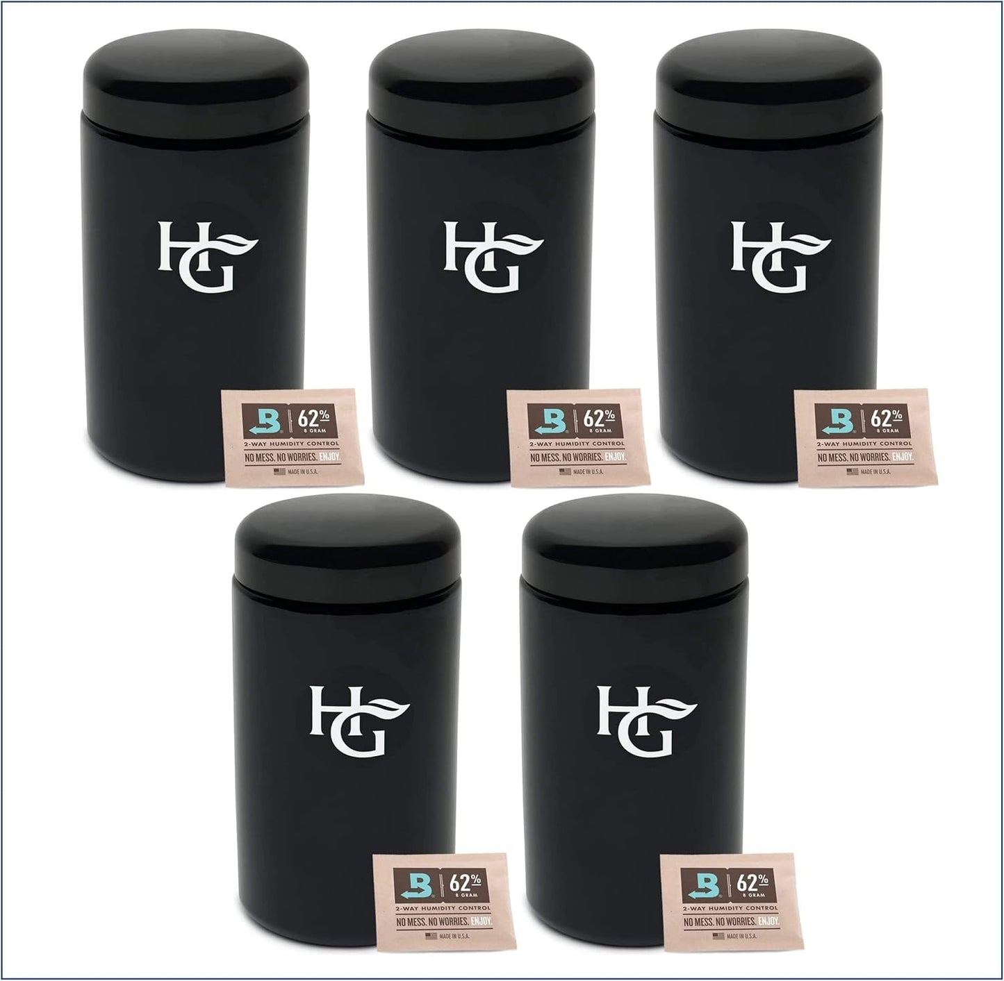 Herb Guard - 2 Oz Airtight Ultraviolet Jar (1 Liter), Humidity Pack Keeps Herbs Fresh for Months [5 Pack]