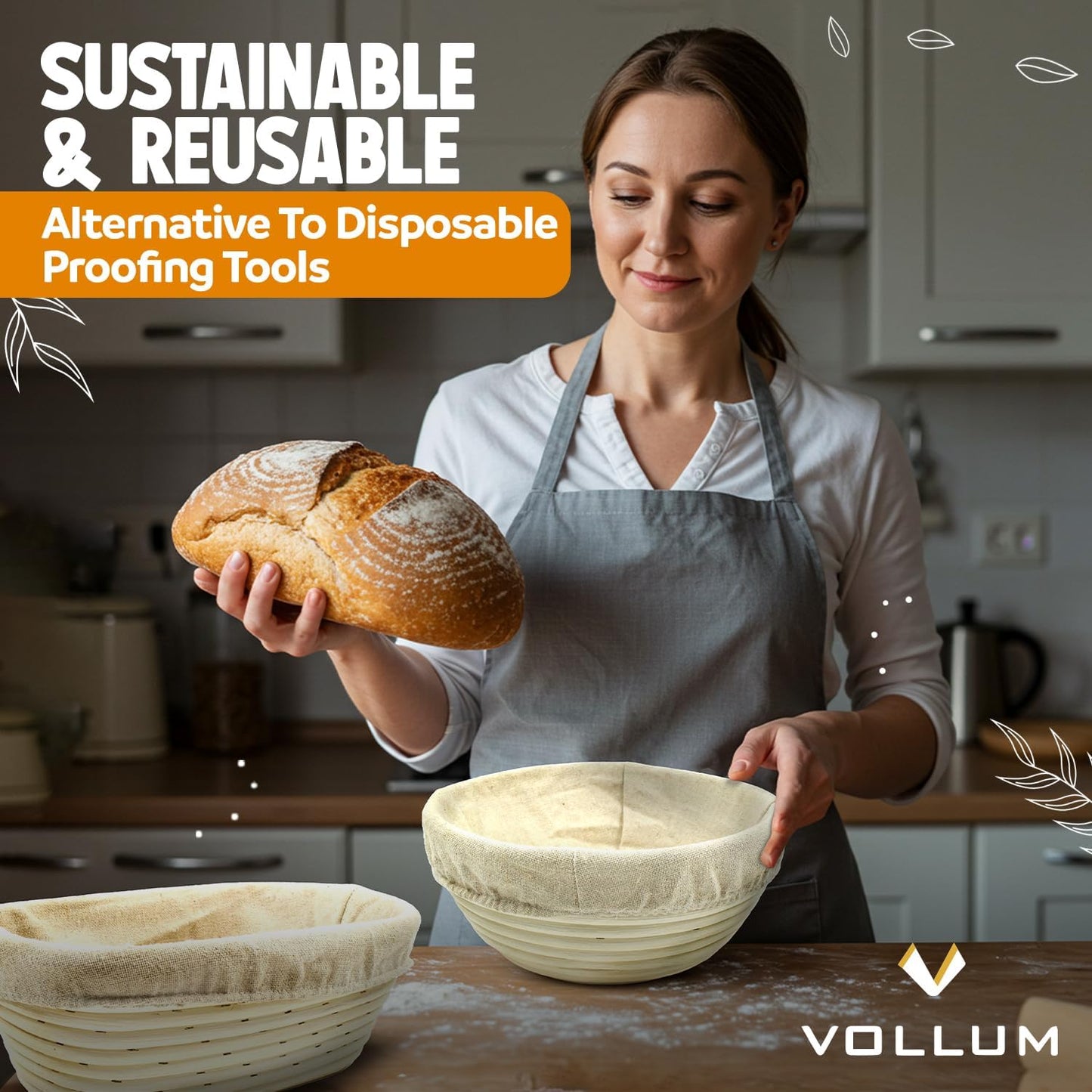 Banneton Bread Proofing Basket Sourdough Proofing Basket for Beginners & Professional Bakers, Handwoven Rattan Cane Bread Maker with Linen for Artisan Breads, 12.25 x 6 x 3.5 Inch, 2-Lb Rectangular