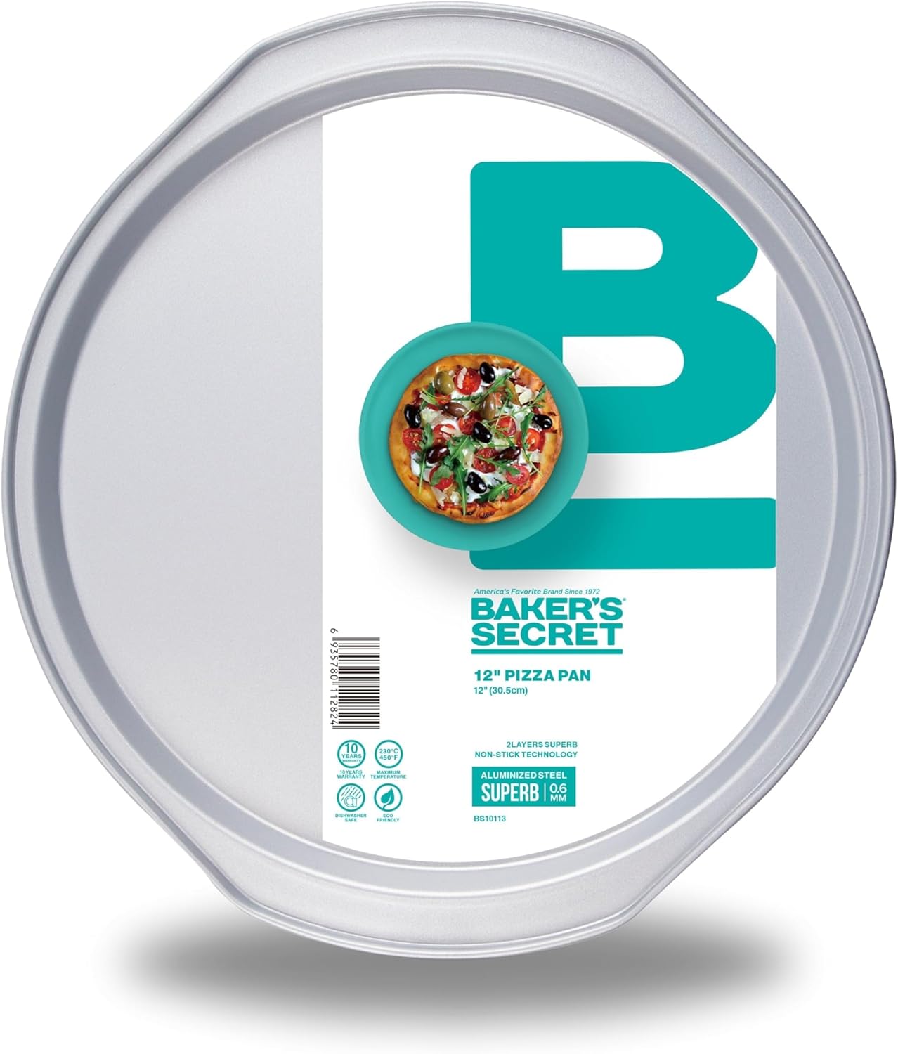 Baker's Secret Pizza Pans for Oven, Aluminized Steel Pizza Baking Pan, 2 Layers Non-stick Coating Easy Release, Dishwasher Safe - The Superb Collection (1x Pizza pan & Crisper set)