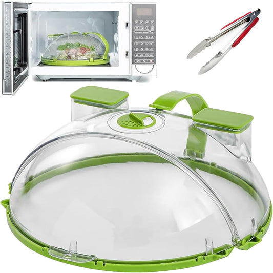 Steam And Reheat Microwave Cover, Microwave Splatter Cover, 2-In-1glass Microwave Cover For Food, Adjustable Steam Hole, Food Water Storage Box, Splash-Proof Design For Cooking (B)