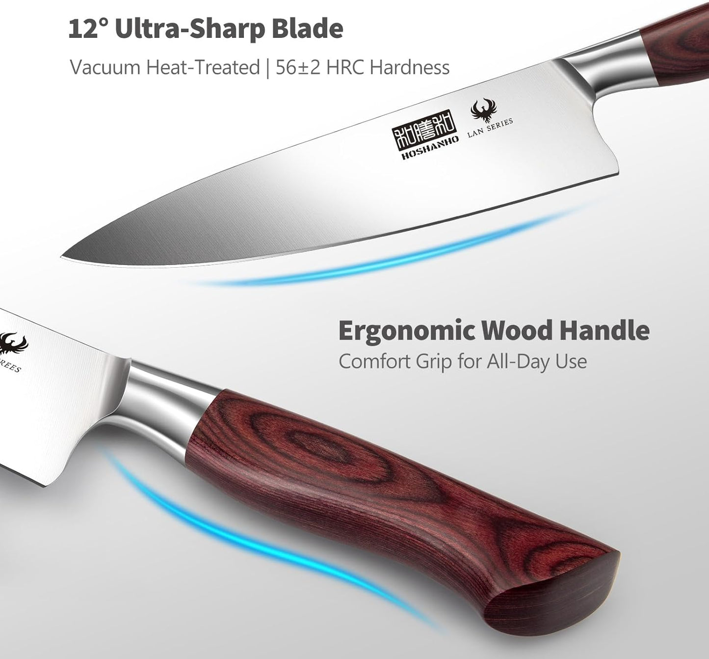 HOSHANHO 7-Piece Knife Set with Block - High-Carbon Stainless Steel Kitchen Knife, Ultra Sharp Professional Chef Knives with Sharpener